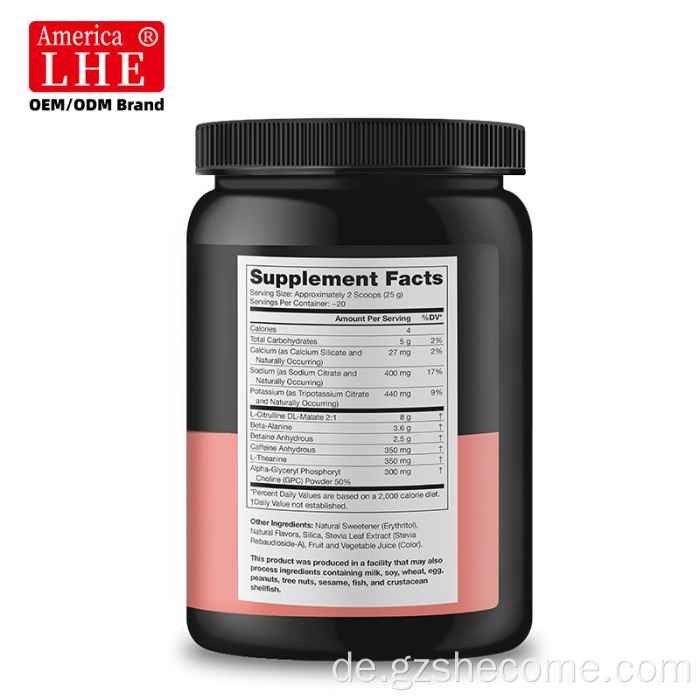 Unterstützung durch Nahrungsergänzungsmittel vor dem Training. Erhöht die Energie